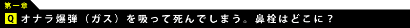 オナラ爆弾（ガス）を吸って死んでしまう。鼻栓はどこに？